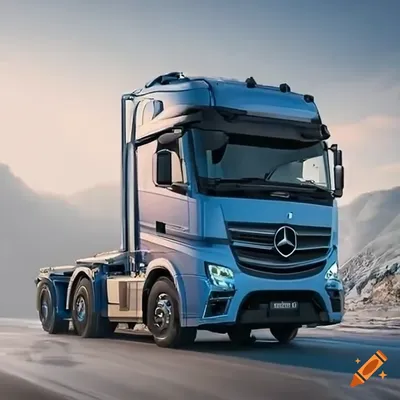 2023 mercedes actros being loaded with stone via a wheel loader,  impressionist on Craiyon