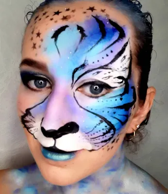 Аквагрим «Тигр»: простой рисунок для детей на лице