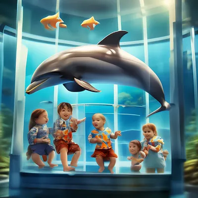 Дельфин в аквариуме» — создано в Шедевруме