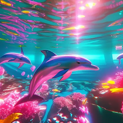 Дельфин плавает в океане подводный мир 3d рендеринг | Премиум Фото