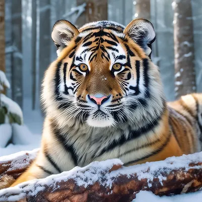 Амурский тигр встречает зиму. Молодой…» — создано в Шедевруме