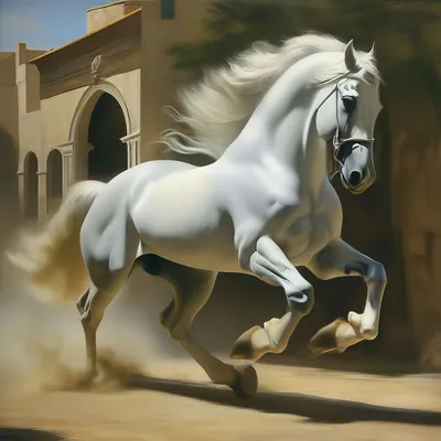 Гр-686 Гравюра 18*24. Лошади \"Андалузская лошадь\" (серебро)