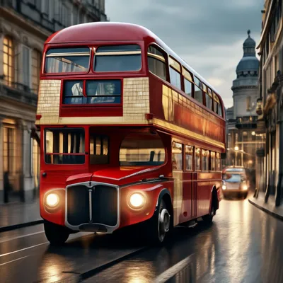 Английский двухэтажный автобус, высокое…» — создано в Шедевруме