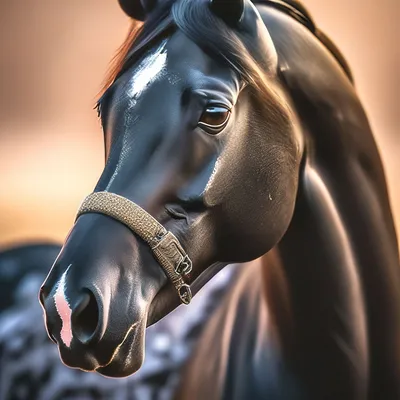 Арабский конь, черный конь, 1/250s…» — создано в Шедевруме