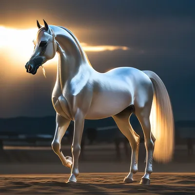 Чёрный конь, арабский скакун, цвет…» — создано в Шедевруме