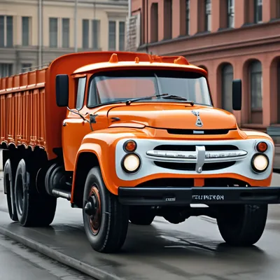 ЗИЛ 130, оранжевый цвет автомобиля, …» — создано в Шедевруме