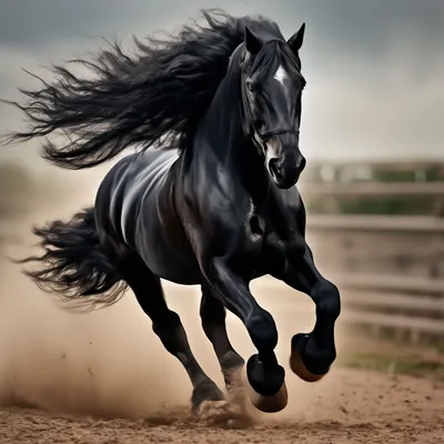 Бегущий конь, породы фриз 🐎» — создано в Шедевруме