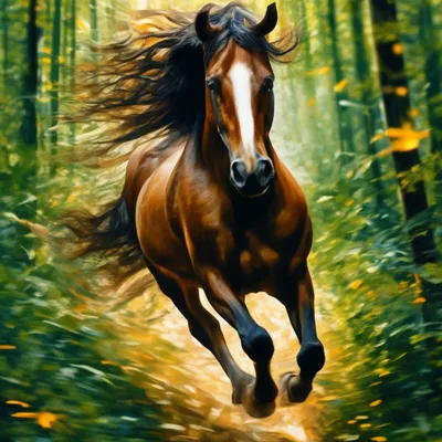 Быстро бегущий конь сквозь …» — создано в Шедевруме