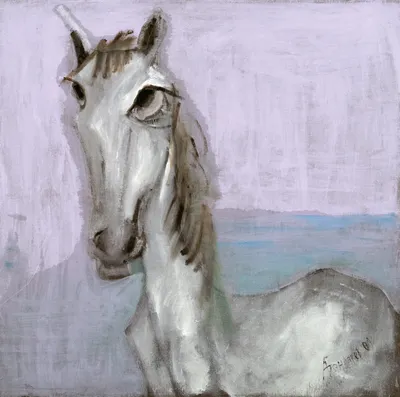 Красивая белая лошадь стоит на двух ногах ArtWall