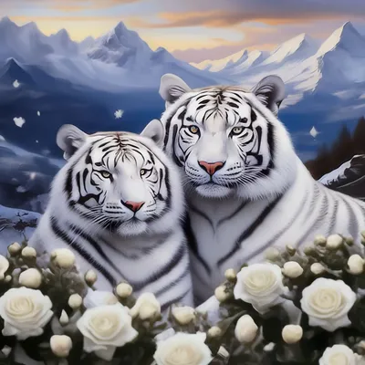 Картина 5D 30х40 206 Белые тигры / ZR8210H-222411 / купить оптом по цене от  221.70 ₽