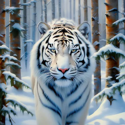Виниловая наклейка \"Белый тигр\"