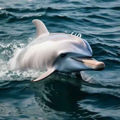 Белый дельфин, белуха, вынырнул из …» — создано в Шедевруме