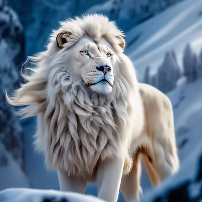Белый лев стоит в полный рост, …» — создано в Шедевруме