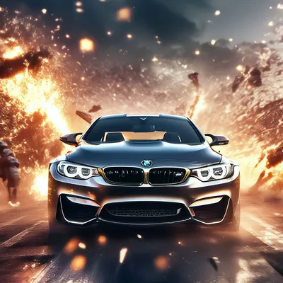 Крутая брутальная BMW с включенными …» — создано в Шедевруме