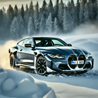 BMW M8 чёрный цвет зимой , …» — создано в Шедевруме