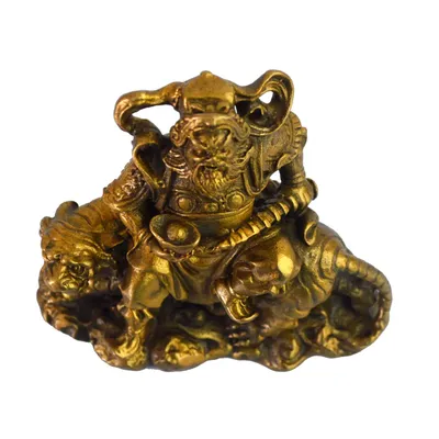 Фэн-шуй латунный Бог богатства Tsai Shen Yeh сидящая на Тигре Статуэтка +  Бесплатный красный браслет Mxsabrina M5021 | AliExpress
