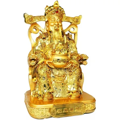 Позолоченная фигурка из дерева «Цай-Шэнь» — китайский бог богатства и  процветания купить с доставкой по России