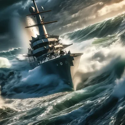 Борт корабля, закат и волны моря» — создано в Шедевруме