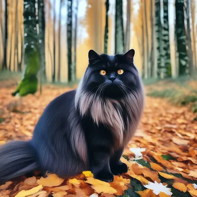 Черный длинношёрстный британский кот…» — создано в Шедевруме