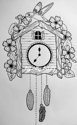 Часы с кукушкой — раскраска для детей. Распечатать бесплатно.