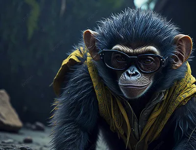 Радостная чёрная обезьяна из фильма…» — создано в Шедевруме