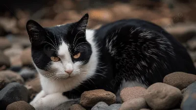 Черно белый кот (70 лучших фото)