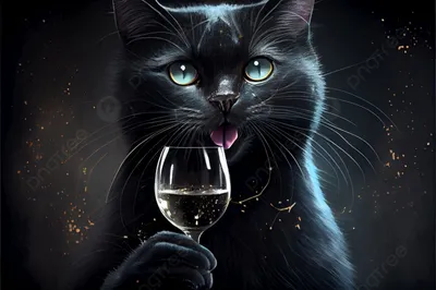 Черный кот на сказочном фоне – jpg формат для скачивания