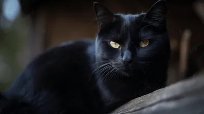 Черный кот в фантазийном обрамлении – hd качество изображения