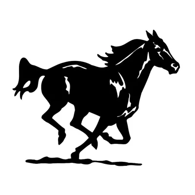 Лошадь Бежит Свободно Пинто Цветной Дикий Пони Мустанг Галопе Черно  Векторное изображение ©insima 201064590