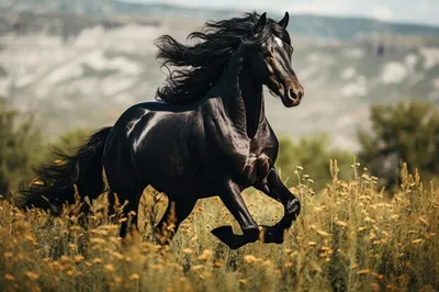 Черный мустанг фото лошадь фотографии