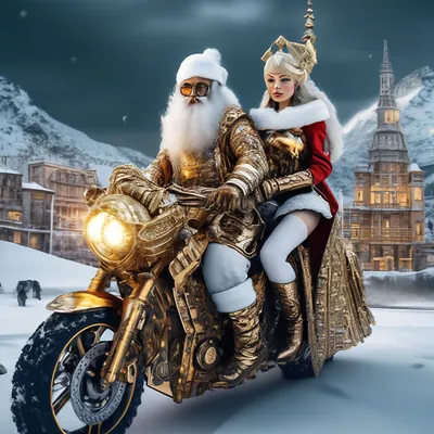 Фантастическое путешествие Деда Мороза на мотоцикле