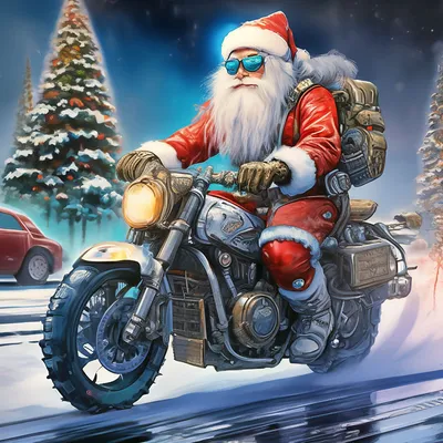 Встречайте Новый Год с Дедом Морозом на его мотоцикле