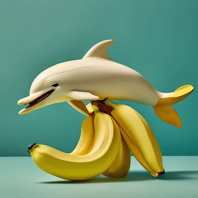симпатичный желтый банан и ананас дельфин Стоковое Фото - иллюстрации  насчитывающей ананас, сюрреализм: 219342264