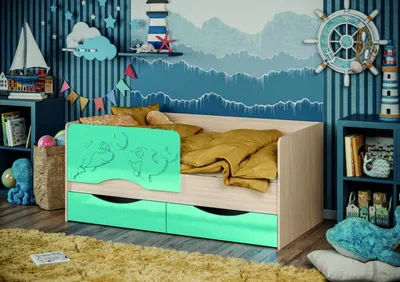 Детская кровать Дельфин-3 МДФ темно-синий, 80х160 купить за 11 799 руб. —  Московский Дом Мебели