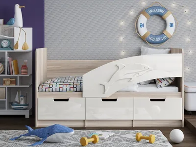 Купить Кровать детская \"Дельфин\" (80*190) по цене 18790 руб в Новосибирске  в интернет-магазине \"Анисола'мебель\"