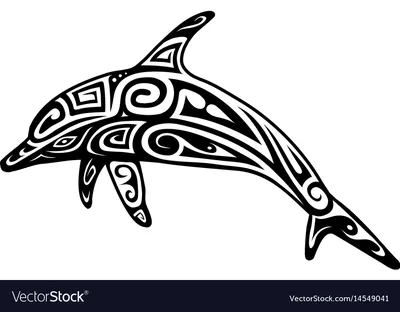 Vector Background with the Image of Black and White Dolphin Tattoo Stock  Vector - Illustration of emblem, fish: 224298958