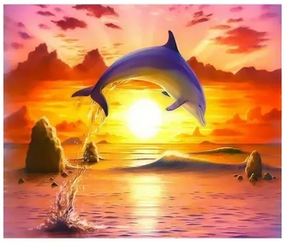 Стая дельфинов плывет в море в …» — создано в Шедевруме