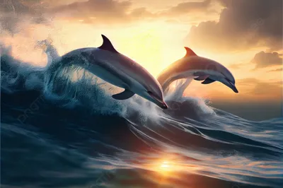 Картина в детскую Дельфины ныряют на закате № s32839 в ART-holst.com.ua