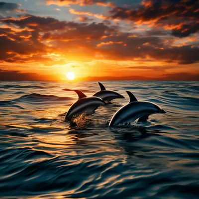 Модульная картина \"Дельфин на закате\"