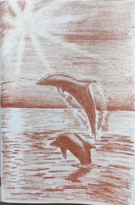 Дельфин на закате рисунок - 76 фото