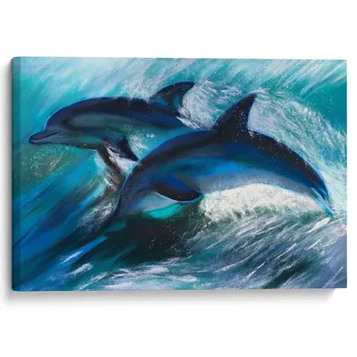 Дельфины на закате моря возле пляжа…» — создано в Шедевруме