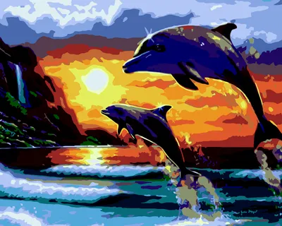 Дельфины в море - интернет магазин фотообоев в Екатеринбурге 1rulon.ru.  Купить фотообои Дельфины в море артикул: 53227