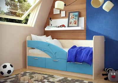Купить Детская кровать \"Дельфин №3\" 1,6 м., 3 ящика с ручками в  Новосибирске недорого - интернет-магазин мебели