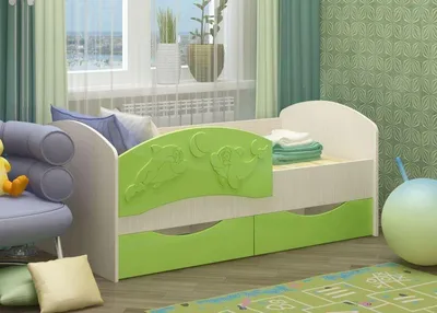 Детская кровать Дельфин-3 МДФ салатовый (80х160) - купить за 11 450 руб. в  Москве. - Интернет магазин «Мебель Скоро»