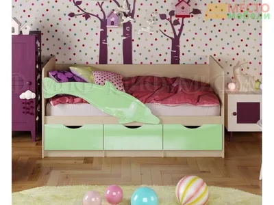 Детская кровать Дельфин 4 МДФ (1,6 м) с ящиками - купить недорого напрямую  от производителя в Москве