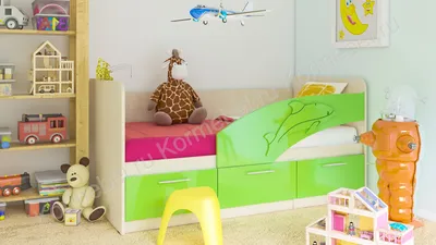 Детская кровать Дельфин 2,0 МДФ оранжевый - мебель недорого в Москве