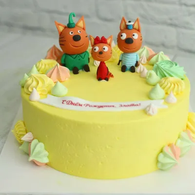 Детский торт с оформлением фигурками из мультфильма три кота на день  рождения девочке | Торт, Делать торт, Детский торт