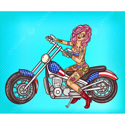 Рисунки девушек на мотоциклах в формате png