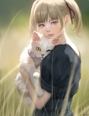 Девушка с котом | Пикабу