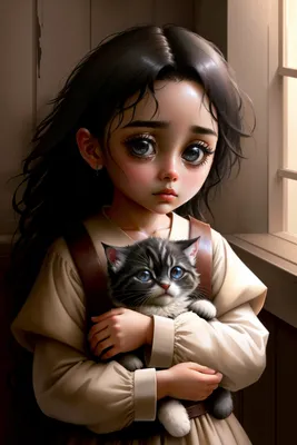 Лицо молодой девушки и морда кота крупно. Девочка смотрит на кота, а кот на  нее. Они смотрят глаза в глаза. Девушка улыбается коту. У кота на морде  улыбка. Любовь хозяина и животного